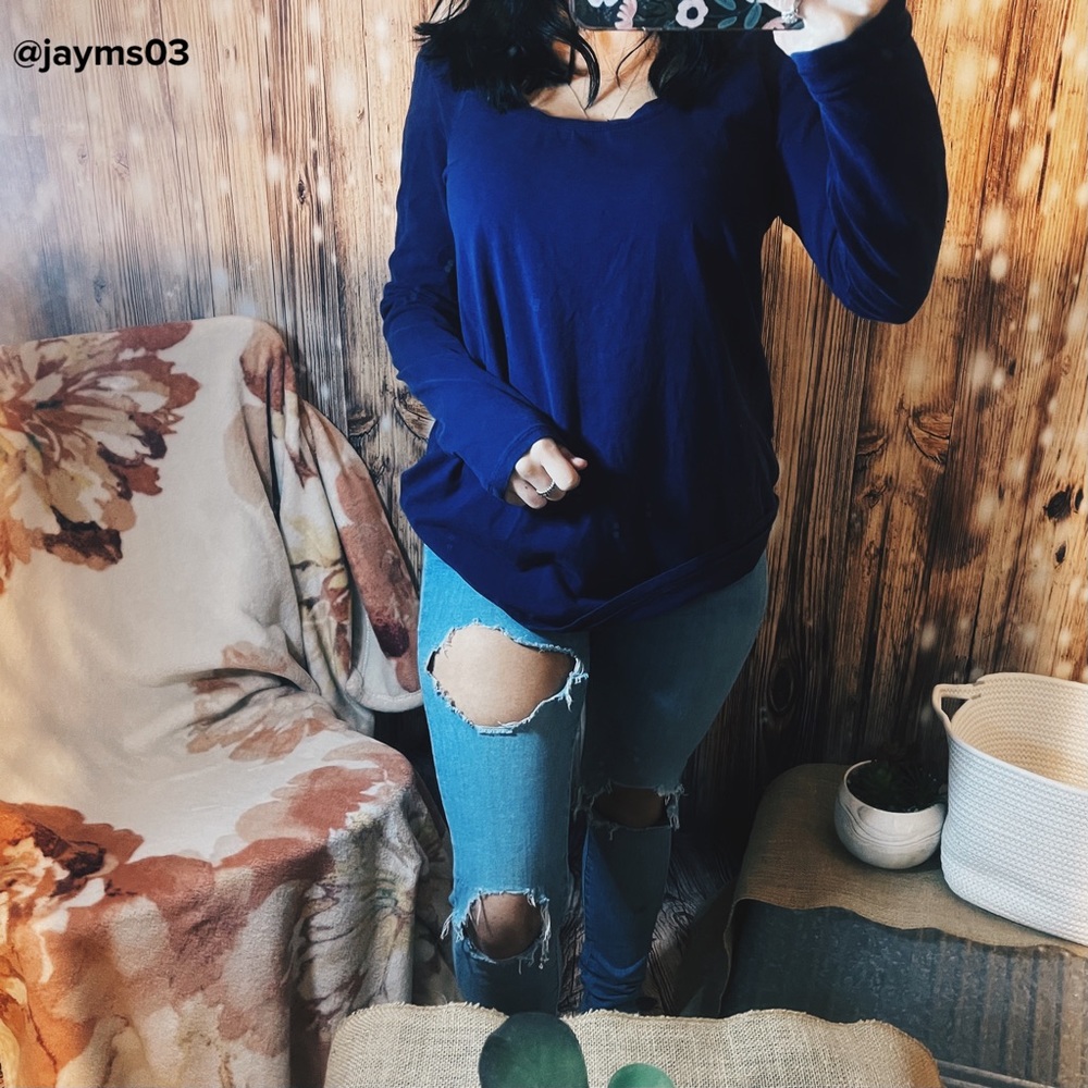 Soft blue long sleeve top